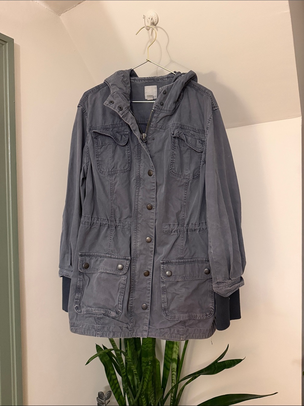 Halogen Hooded Utility Jacket in Slate